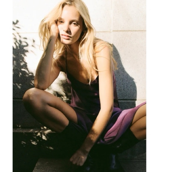 Zara Slip Dress Satin Maxi Open Back Size S - Picture 3 of 12